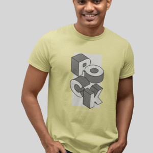 Men's round neck cneam printed t-shirt