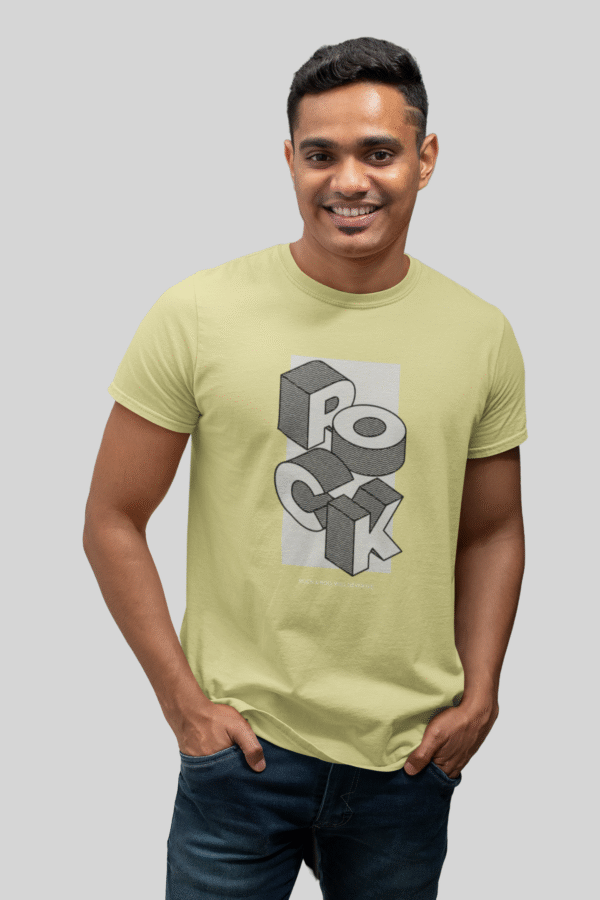 Men's round neck cneam printed t-shirt