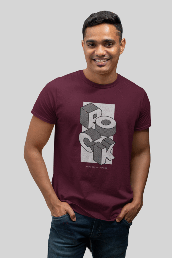 Men's round neck wine peinted t-shirt