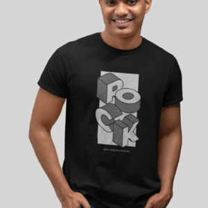 Men's round black printetd t-shirt