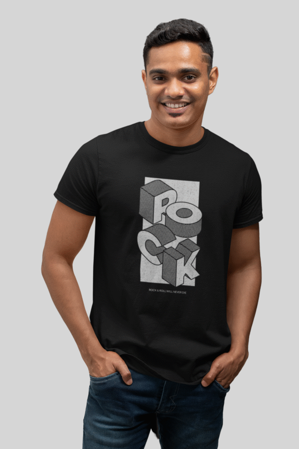 Men's round black printetd t-shirt