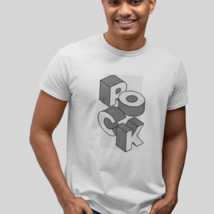 Men's round neck white printed t-shirt