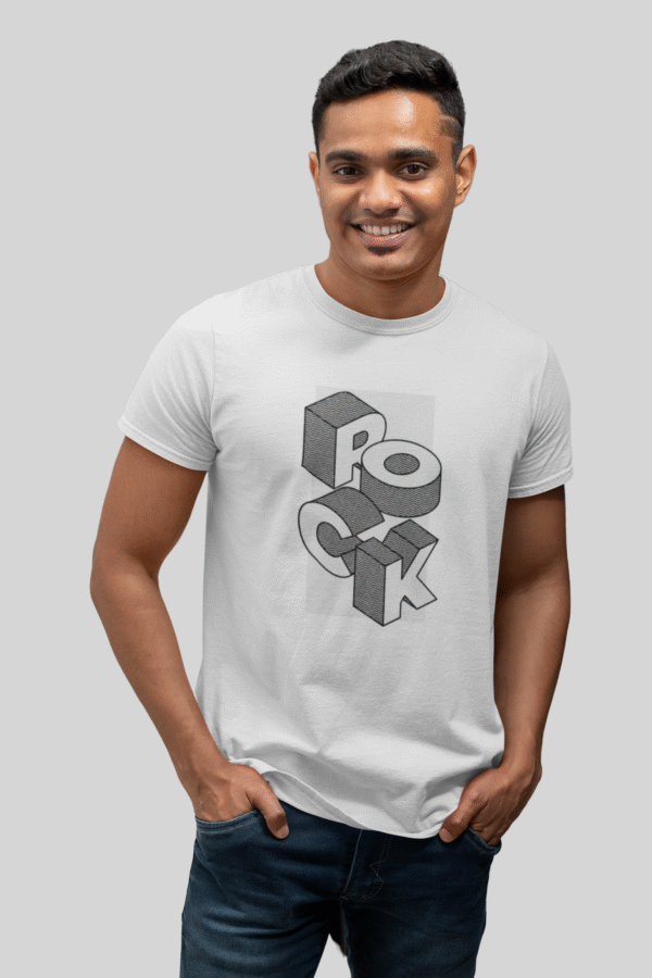 Men's round neck white printed t-shirt