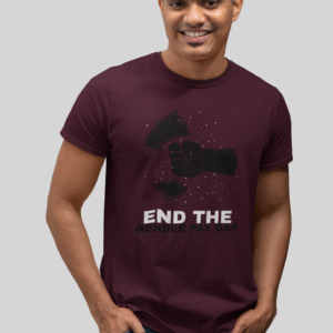 Men's round neck wine printed t-shirt