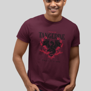 Men's round neck wine printed t-shirt