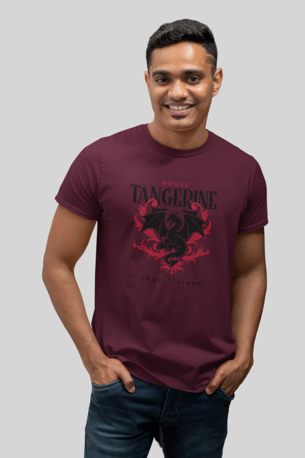 Men's round neck wine printed t-shirt