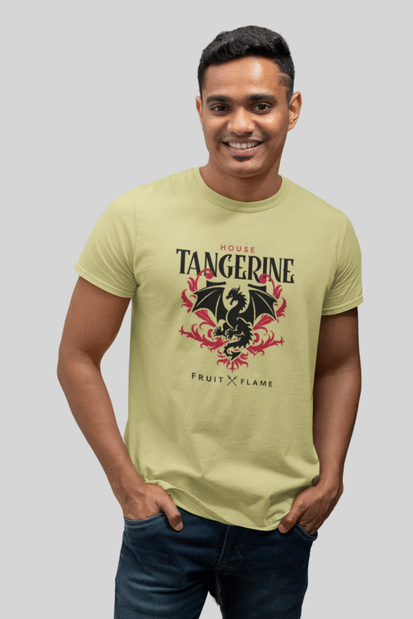 Men's round neck cream peinted t-shirt
